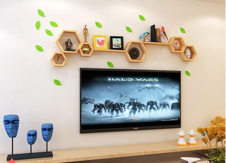 Nordic modern furniture Fixed Wall Floating Wall Mount Commercial Floating Commodity Wooden Wall Shelf