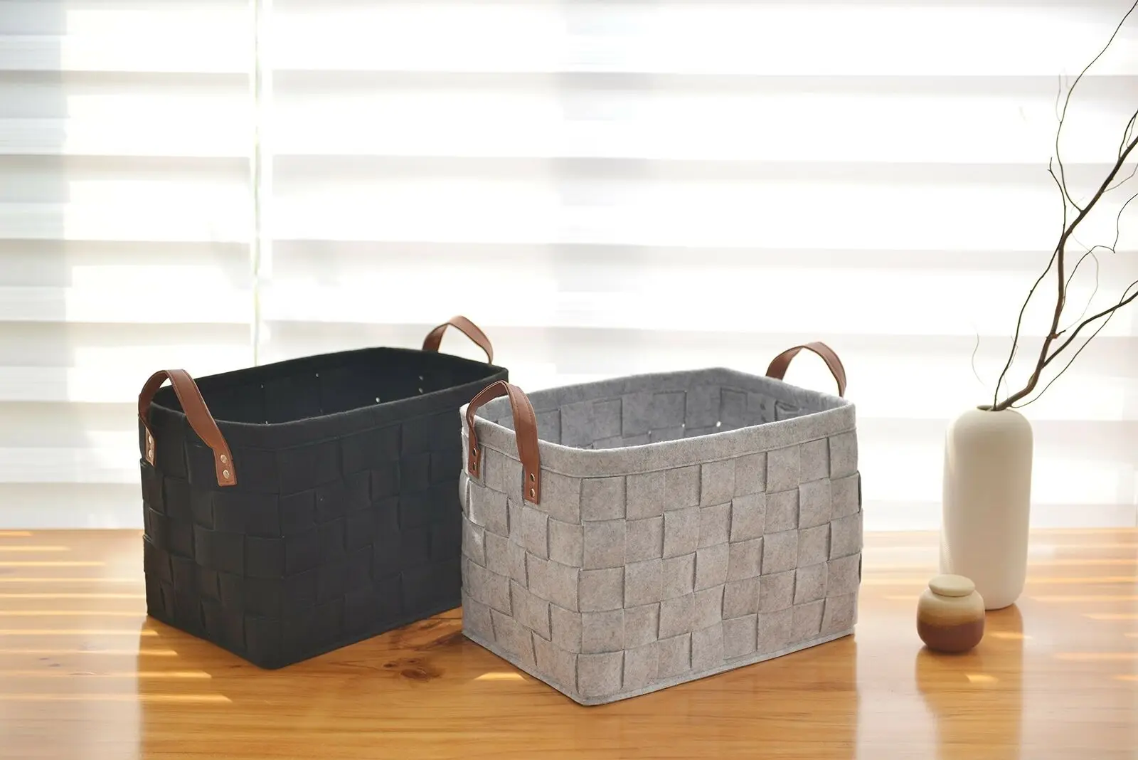 Hamper Laundry Bucket wool felt storage basket
