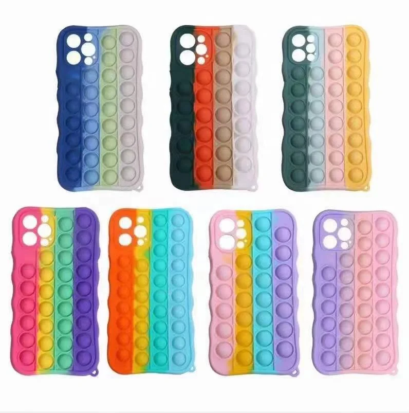 

Fashion Squeeze Toy Push Bubble Silicone Phone Case Cover for IPhone 11 12/ Mini/ Pro/ Pro Max, 7 colors, can be customized