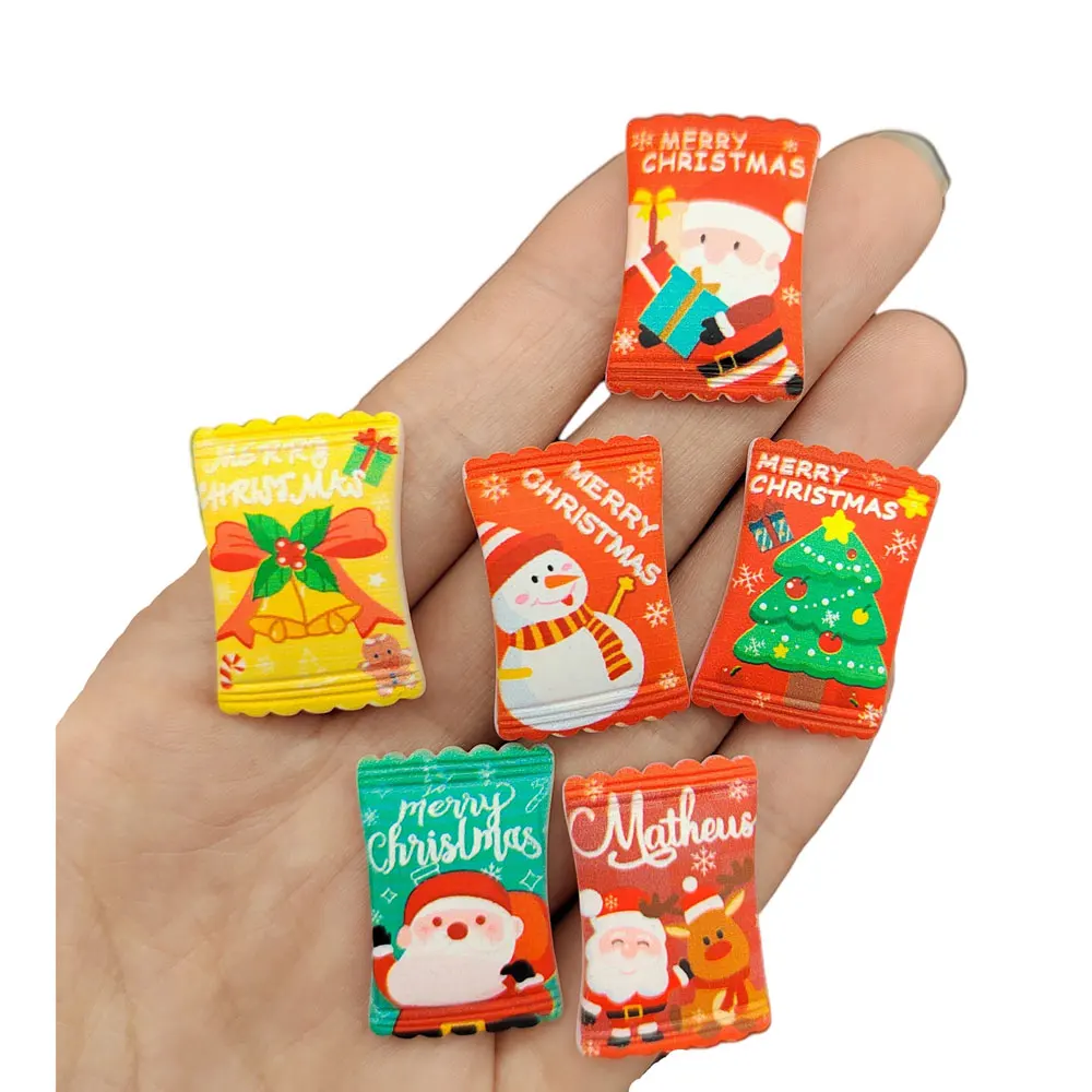 

100Pcs/Lot Assorted Mini Christmas Candy Resin Flatback Cabochons Sweet Candy Dessert Slime Charms For Phone Case Decoration DIY