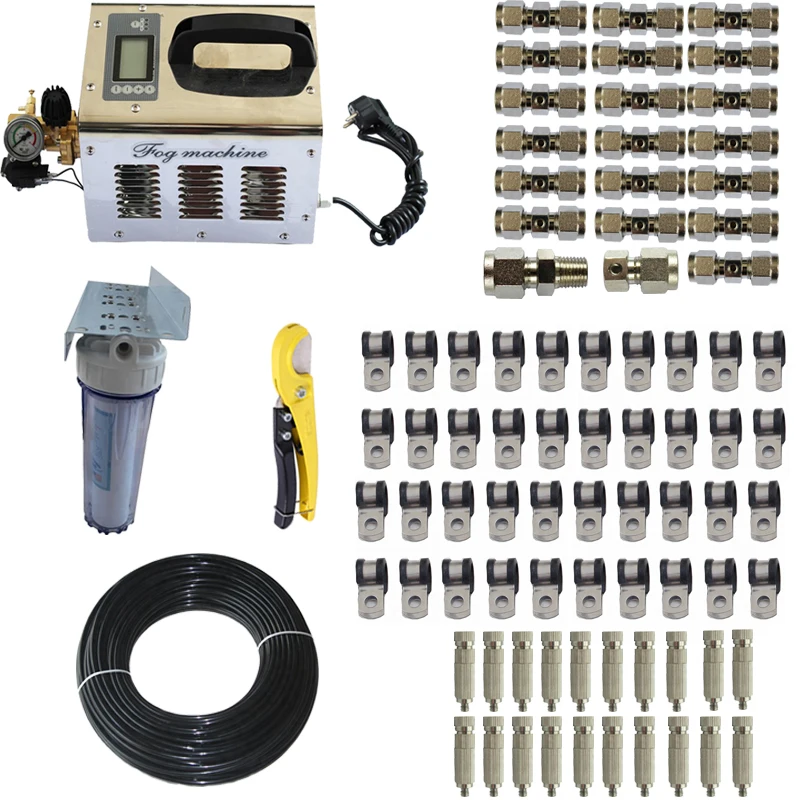 

1 L High Pressure Mist Pump 30 M PA Tube Misting System Fog Machine Spray Kit With 3/8 '' Screw Connectors Brass Nozzle