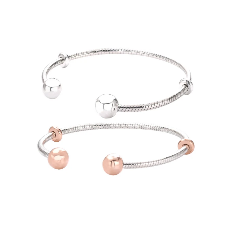 

Direct Sale Snake Chain Bracelet Bulk Charms Adjustable Open Bangles Women, Silver/rose gold
