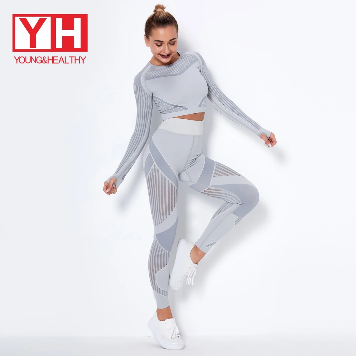 

In Stork Hot Selling RTS Fashion Stripe Long Yoga Tank Top And Leggings Set For Women