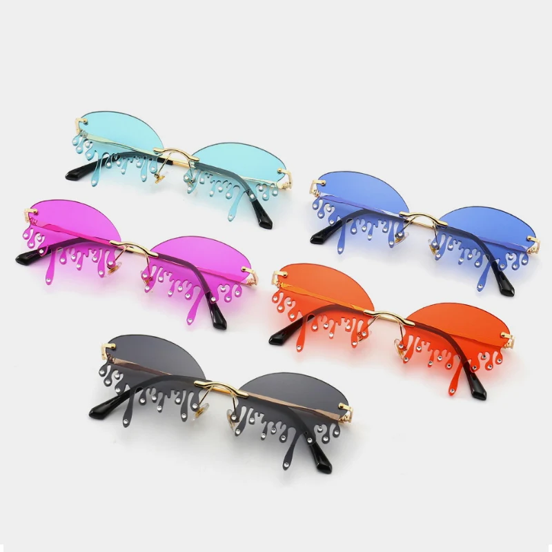 

Luxury Drip Rimless PC Frames Shades Sun Glasses Sunglasses For Women, Picture shown