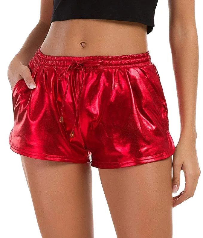 

Quality Hot Selling Womens Reflective Shiny Workout Athletic Running Shorts for Ladies, Customized color