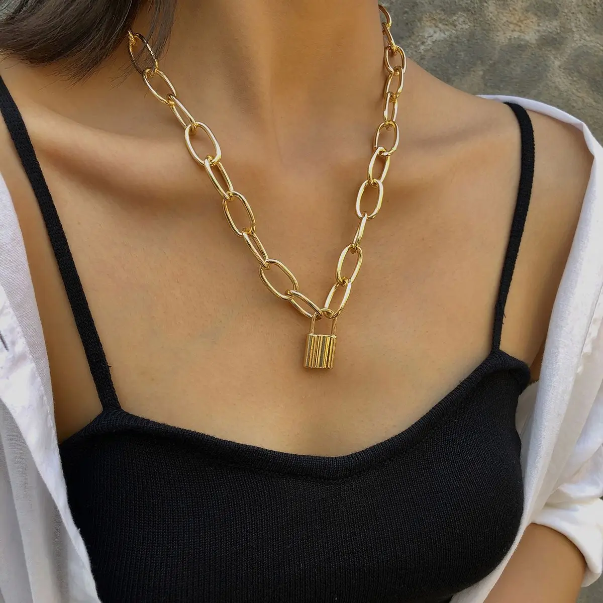 

Hot Sale Mens Necklace Stone Women Gold Filled Pendant, Gold/sliver