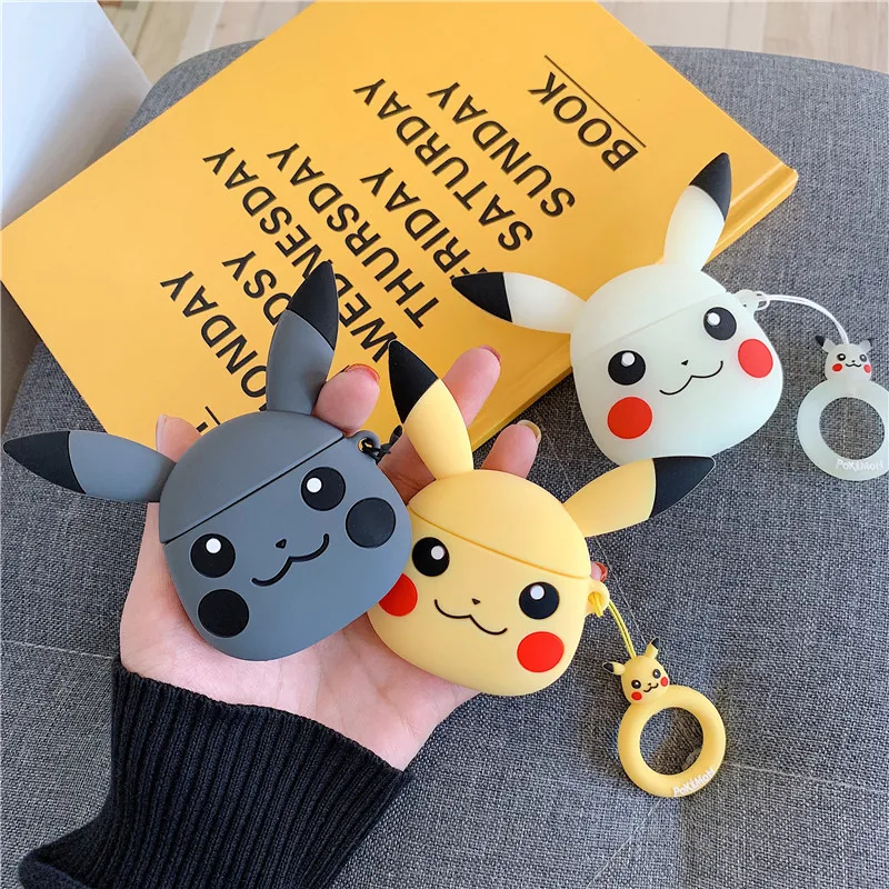 

3D Cute Cartoon Pikachu Custom Silicone Earphone Charging Box Protective Cover Case For Apple Airpods 2 1 For AirPod Pro