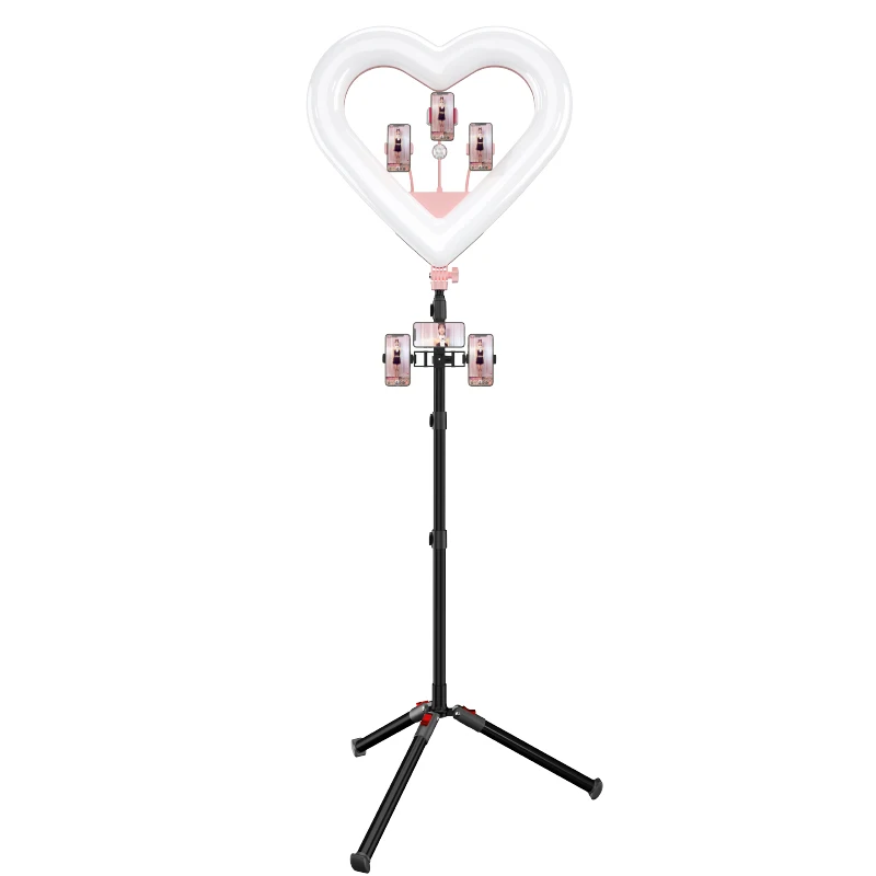 

RK-51 Factory Price Heart Ring Light With Tripod Stand Premium Quality Led Ring Light, Black/pink