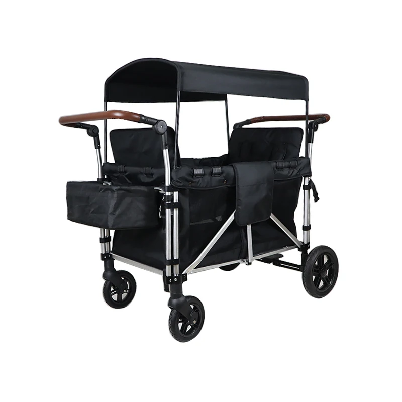 

Adjustable Handle Bar 4-Passenger Pull Push Quad Stroller Wagon Safety Seats with 5-Point Harness Baby wagon Cart, Can be customized