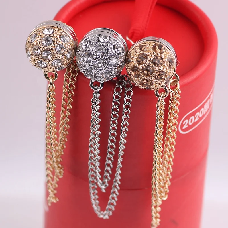 

2021 new magnet buckle female Muslim strong magnetic hijab pin anti-glare buckle chain diamond brooch decoration