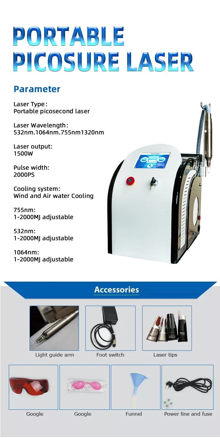 Picosecond laser 755 q switched nd yag laser tattoo removal carbon peeling machine