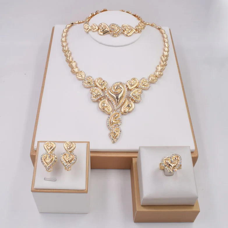 

I Love You Design XOXO Jewelry Italian Gold plate Jewelry Set for Women NT0117, Gold color