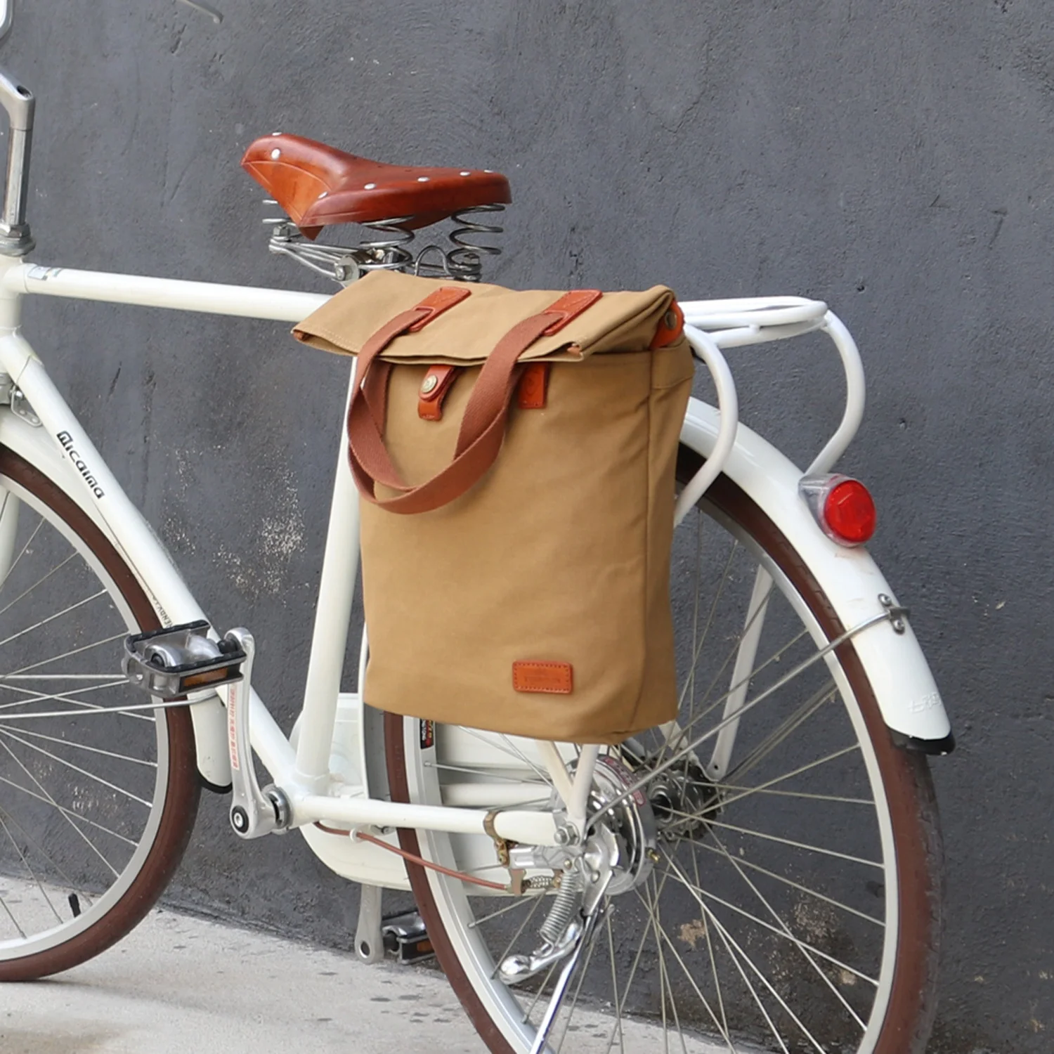 

New Various Color Waterproof Canvas Bike Pannier Saddle Bags, Khaki/green/blue
