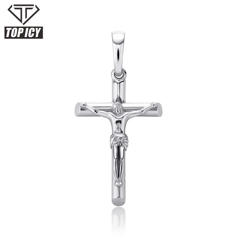 

hip hop sterling silver 925 jewellery cross pendant chain necklace sets tennis chain religious christian jewelry, Silver/ gold/rose gold