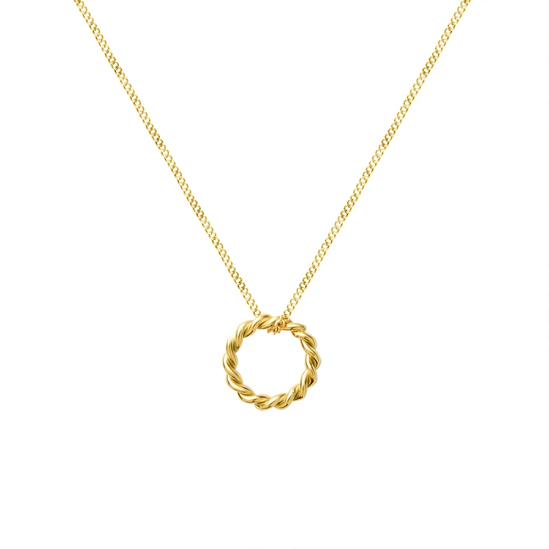 

Cold wind light luxury small multi-match personality twist circle pendant necklace titanium steel jewelry female