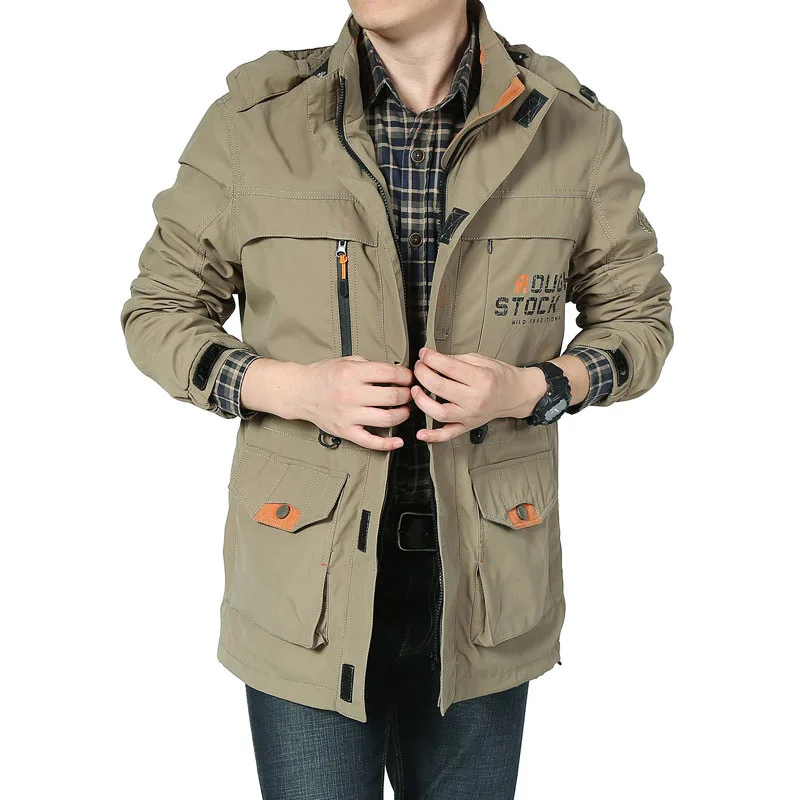 

High quality men's thin outdoor trench coat jacket men's wear coat men's jackets with pockets, Kahki, dark blue,green