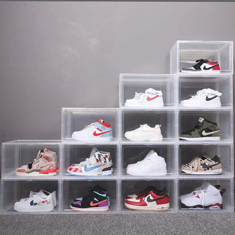 

front open shoe box man box shoes plastic home storage container cajas de plastico zapatos transparentes