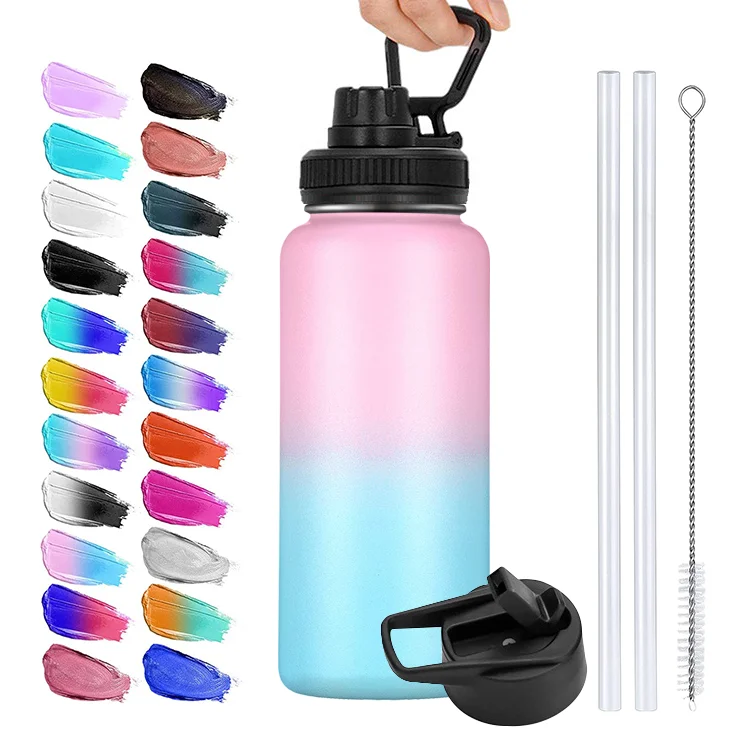

32oz 40oz designed pink hydroflask vacuum lids with logo hydro vacuum insulated flask water bottle straw lid stainless steel 750, Customized color