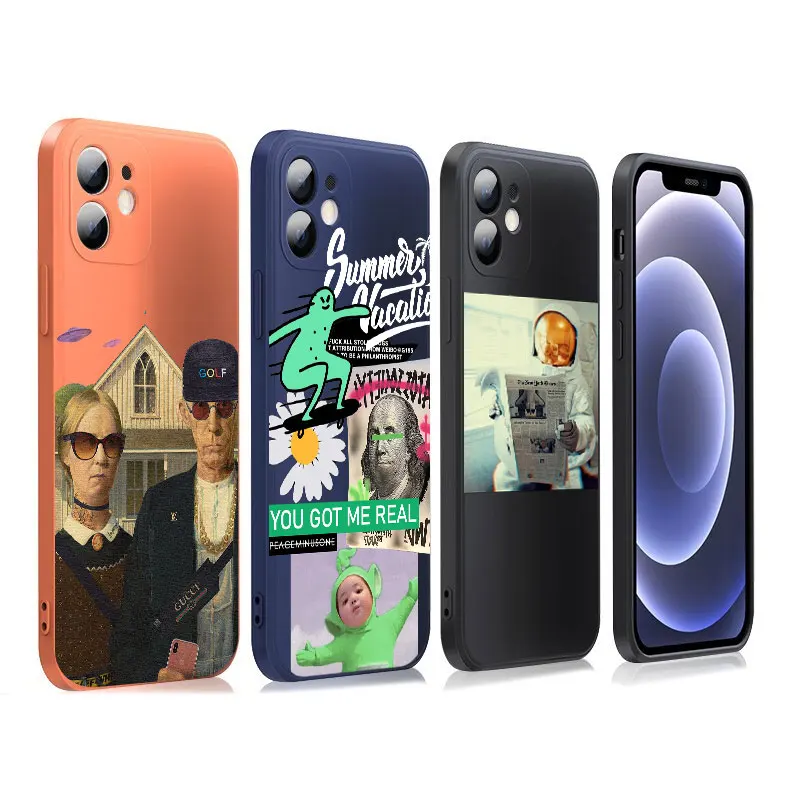 

Custom LOGO Pure fruit color silicone mobile phone case OEM Silica gel Liquid silicone shell, Black, hawthorn red, sky blue, gray, pink, antique white, green