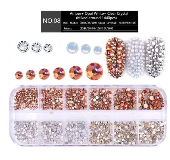 

JC Crystal high quality glass nail art crystal diamond flat back rhinestone, Multi colors