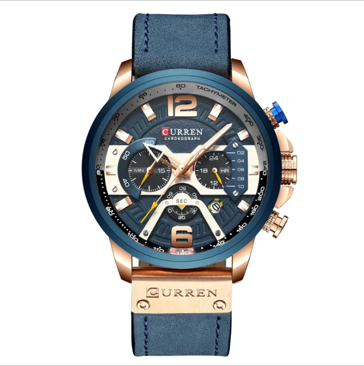 

CURREN 8329 Men Sport Quartz Watch Casual Waterproof Military Wrist Male Clock leather watches, Colourful