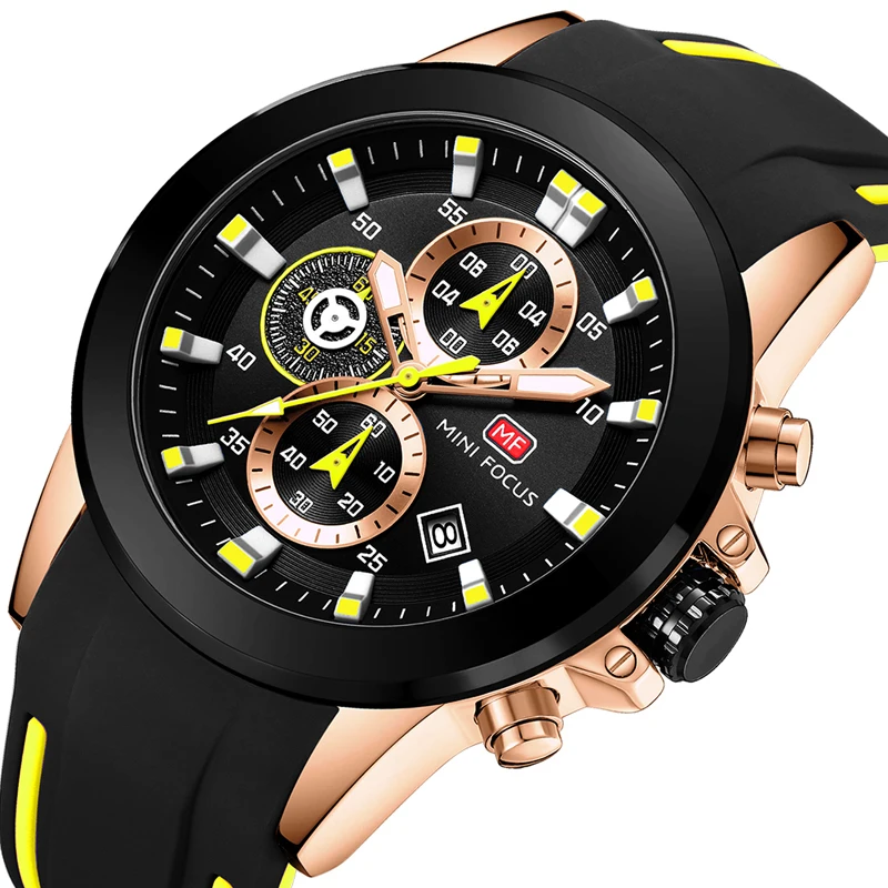 

Minifocus MINI FOCUS 0287G Chronograph Mens Watches Brand Luxury Casual Sport Date Quartz Silicone Wristwatches Waterproof Men