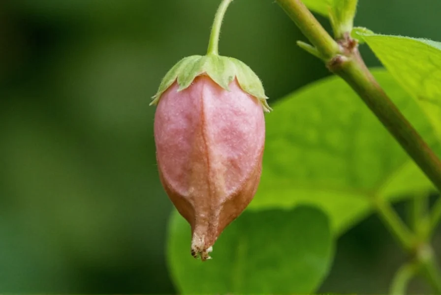 Close-up view of wild ginger flower showing its maroon-brown jug-shaped bloom partially hidden by forest floor leaf litter