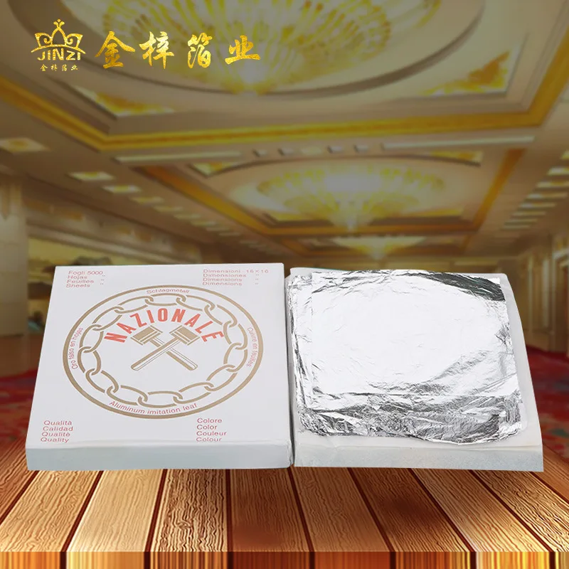 

16x16cm Italian imitation gold leaf silver foil leaf for gilding furniture ceiling home decoration, Golden,silver