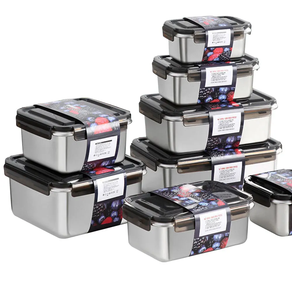 

Lihong 2022 New Stainless Steel Lunch Box Kids Metal Bento Box Food Container With Lock Clips For School Office Work And Camping, Sliver