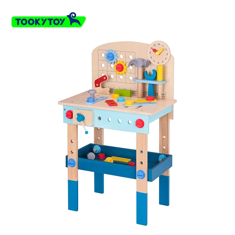 

Tool Bench for Kids Toy Play Workbench Wooden Tool Bench Workshop Workbench with Tools Set