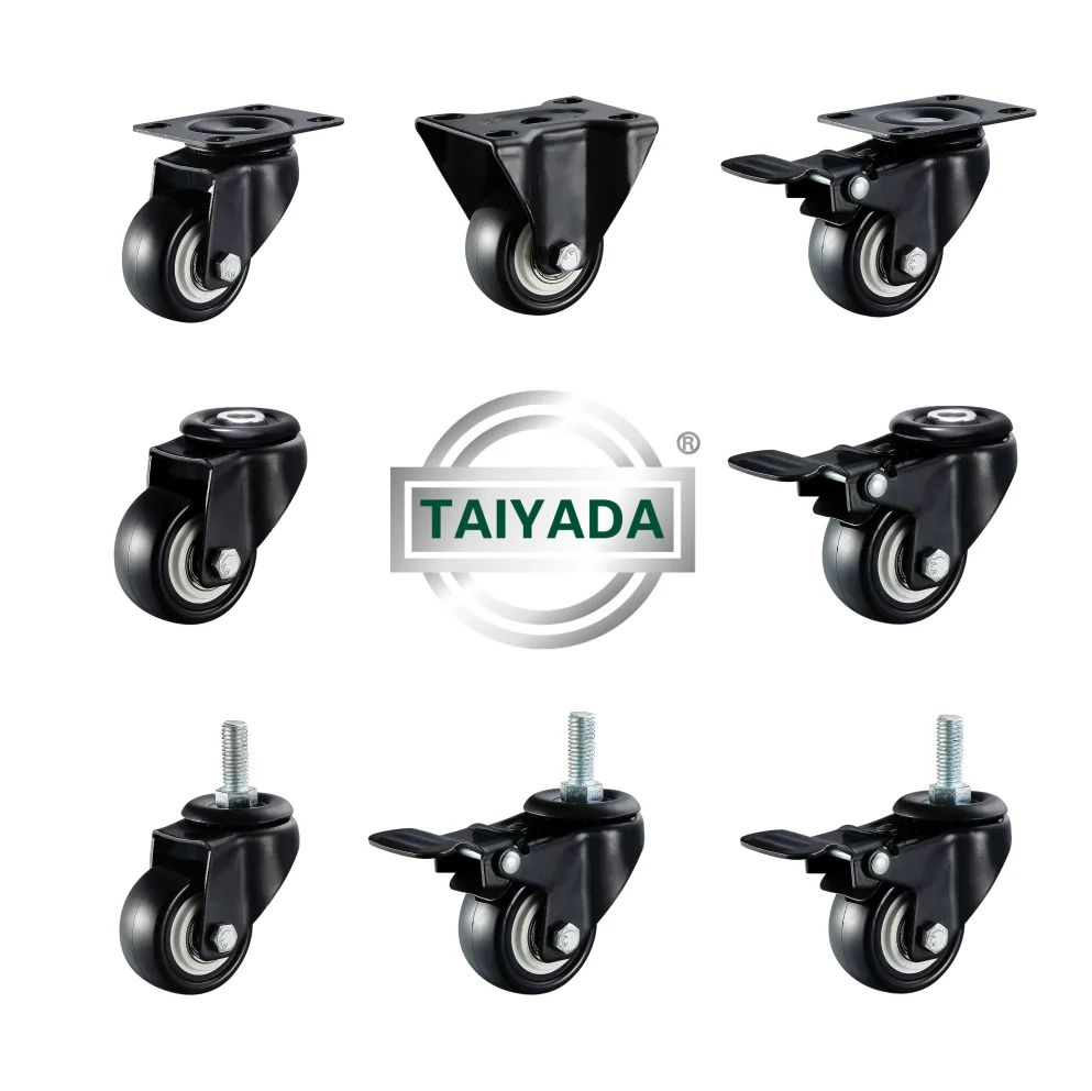
TYD 1.5in/40MM Threaded Stem PVC furniture industrial caster wheel with brake 