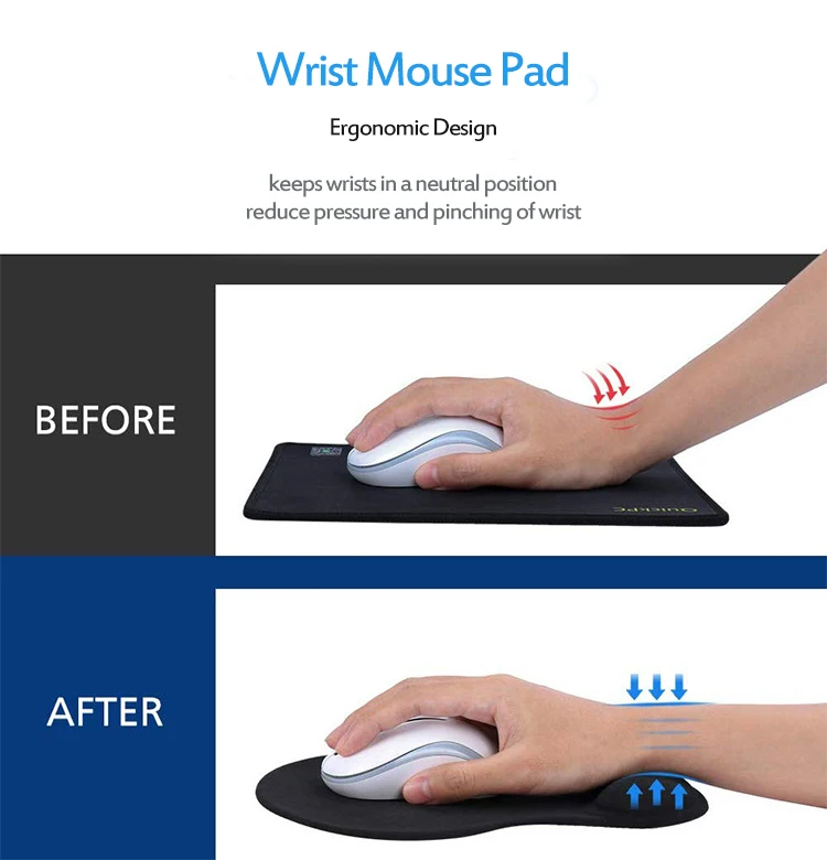 Anti Slip Sponge Mouse Mat Pad with Rest Wrist Mouse Pad Comfort Support Laptop PC Notebook