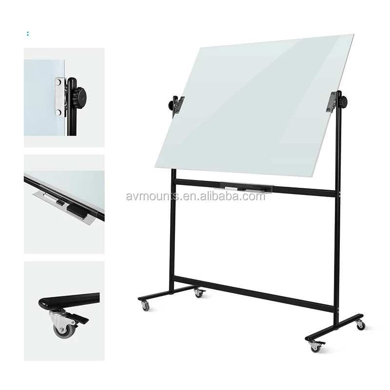 Large Mobile Glass Dry Erase Writing Board With Transparent