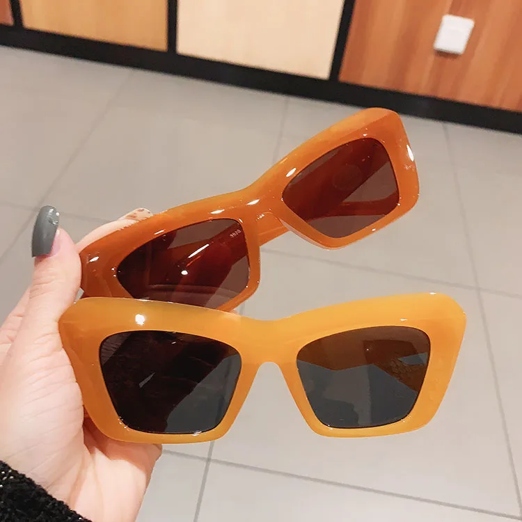 

Luxury Retro Personality Hip Hop Sunglasses Female Women Thick Shades Sunglasses Unique Triangle Square Cat Eye Sunglasses