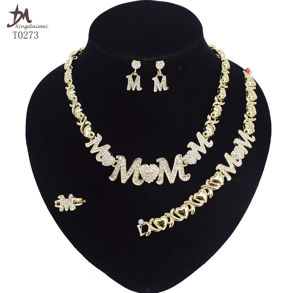 

T0273 Mother's Day gift high quality 18K gold-plated MOM jewelry set