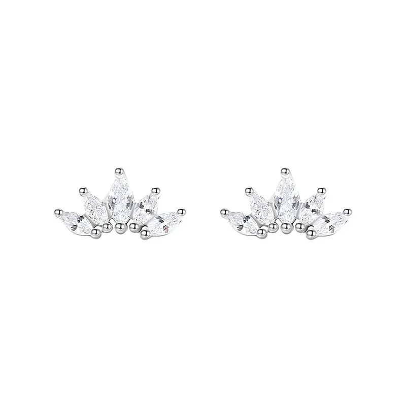 925 Sterling Silver Geometric Oval CZ Zircon Stud Earrings for Women Engagement Jewelry Wholesale