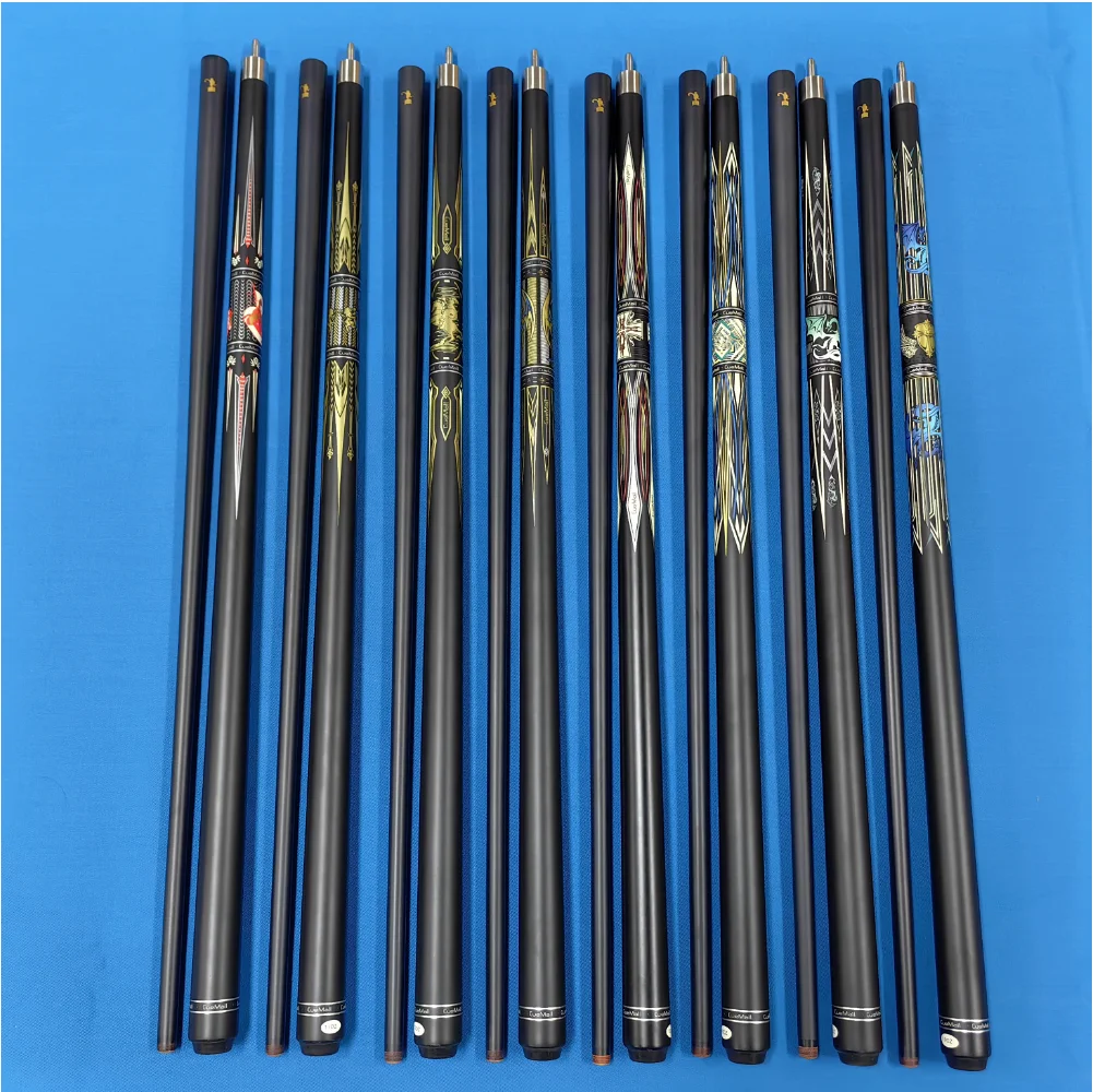 Superior Cuemall Black 57inch Uni Lock Joint Carbon Fiber 12.5mm 1/2 Billiard Pool Cue
