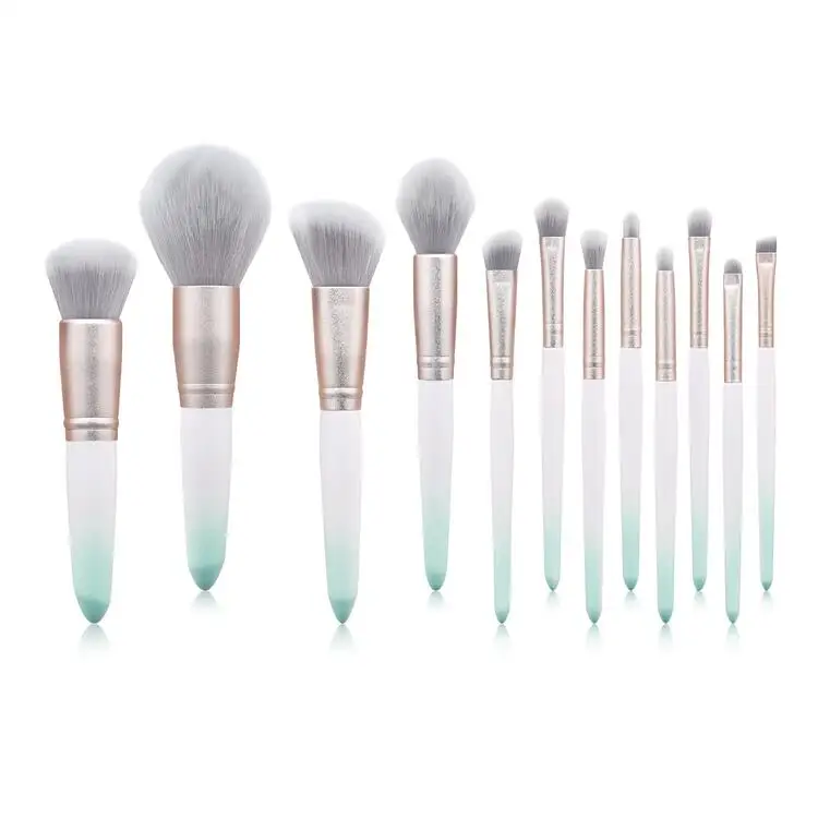 

12Pcs Blue wood luxury makeup bresh set easy cleaning brushes set private label make up brush set makeup brush cleaner