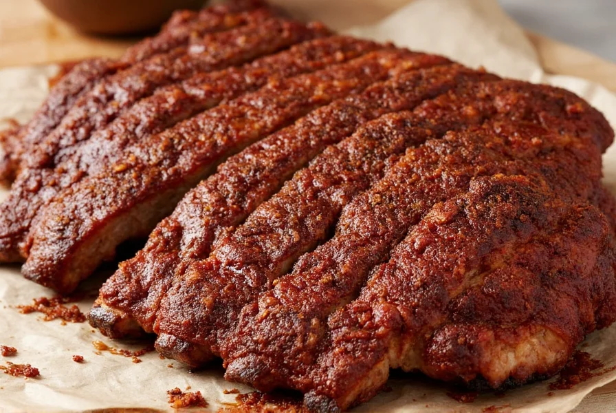 Applying dry rub to ribs