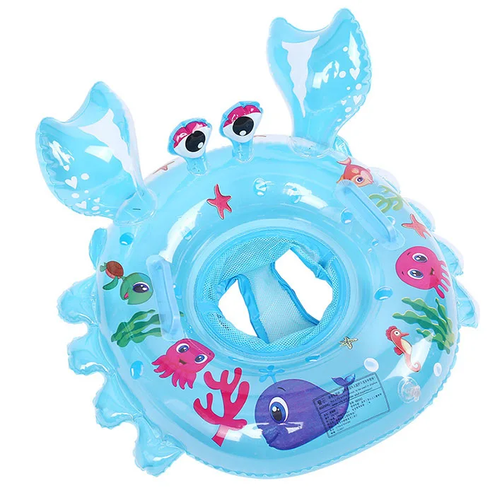 

Drop shipping children sit cute crab portable safe handle explosion-proof kids baby swimming ring