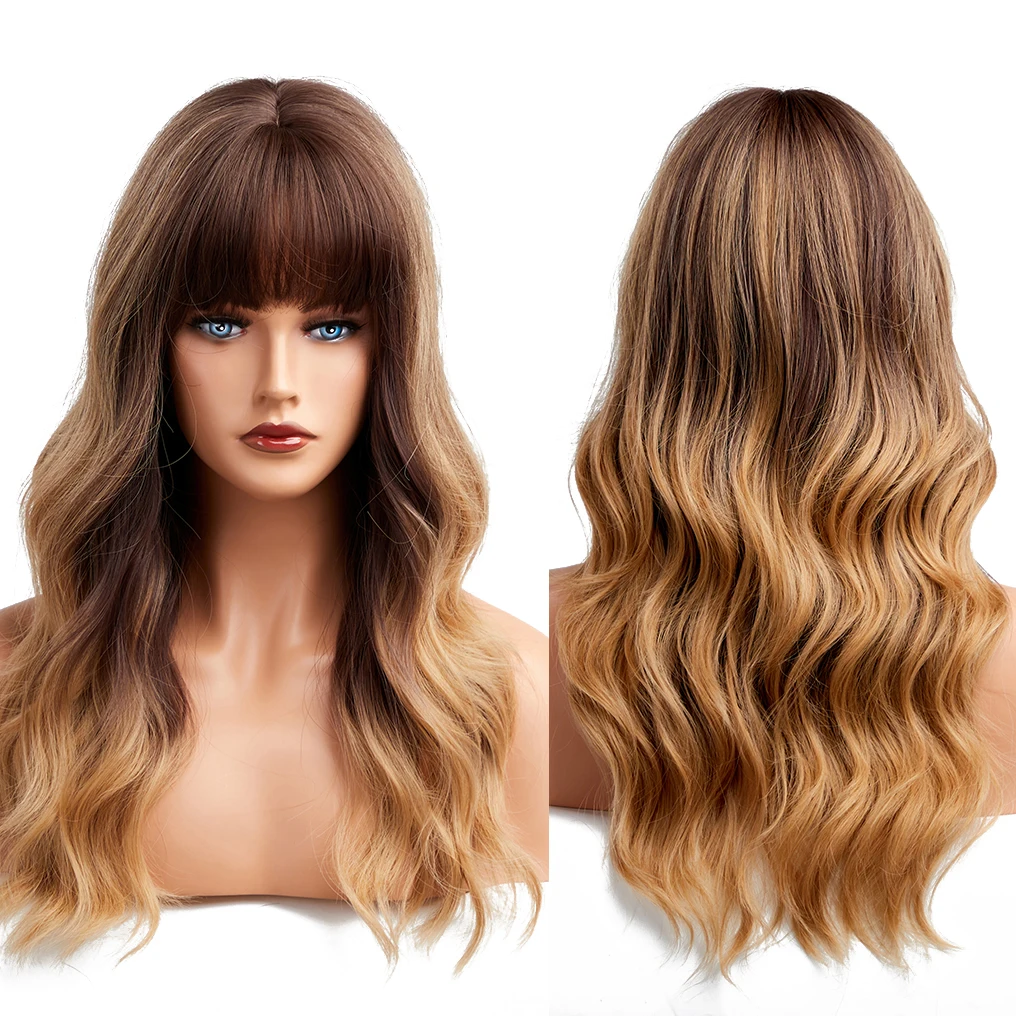 Heat Resistant Fiber Long Wig Blonde Yellow Layered Natural Curly Hair Synthetic Wig Curly Hair Matte High Density Real Photo