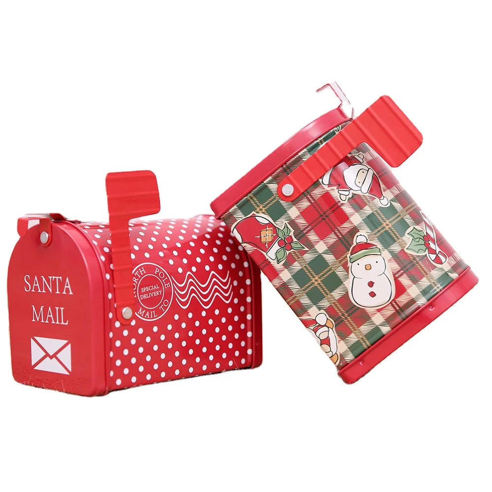 

Free shipping Christmas decoration supplies Christmas gift big craft tin box Mailbox tin can for Christmas candy box