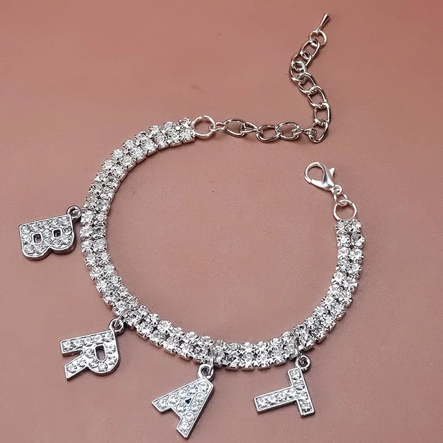 

European And American Popular Jewelry BRAT Full Diamond Ladies Personality Wild Letter Bracelet Wholesale
