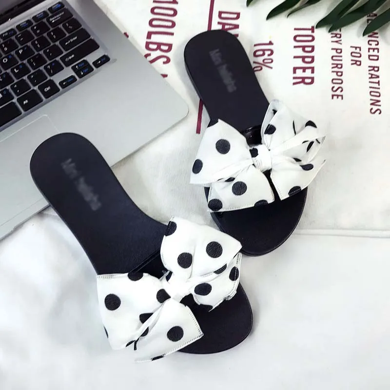 

Hot Sale Fashion Bow Non-slip Soft Sister Women's Summer Slide Sandals Trendy Street Shoes Women For Wholesale Ladies Shoes, Customer's request