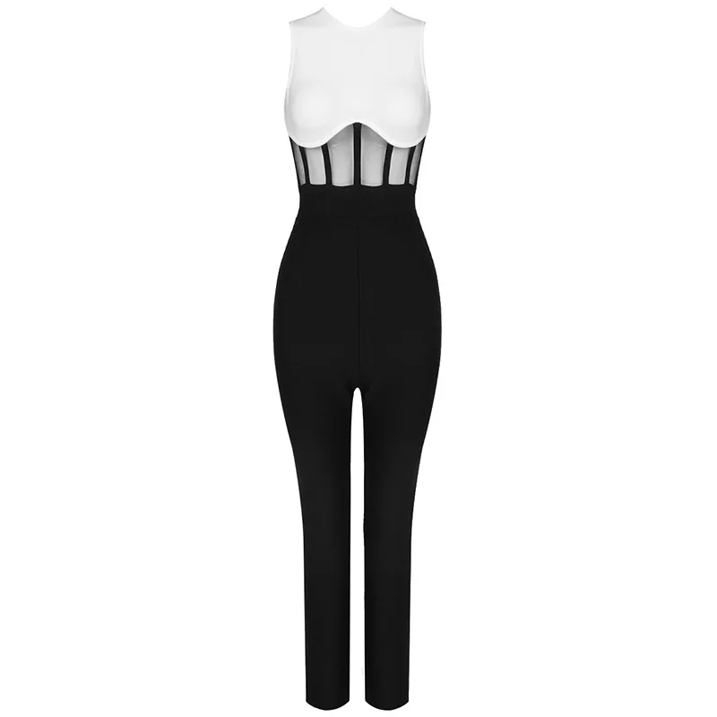 

Black and white women's clothes, temperament and elegant personality women's jumpsuit 2021 new banquet women's clothes