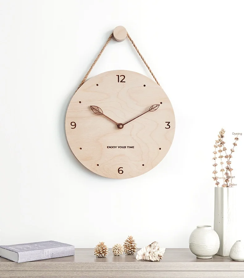 

drop shipping sling wall clocks Nordic Japan minimalist Wooden creative Rustic wall clock for Home living room clock decoration