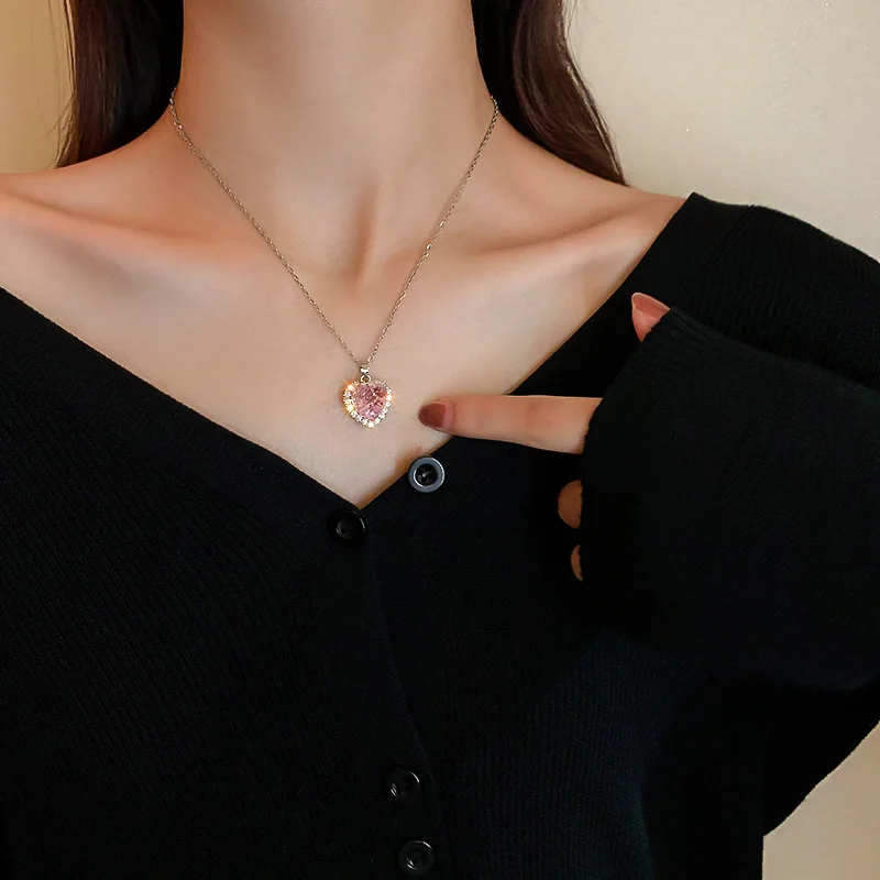 

new design pendant heart necklace jewelry pink