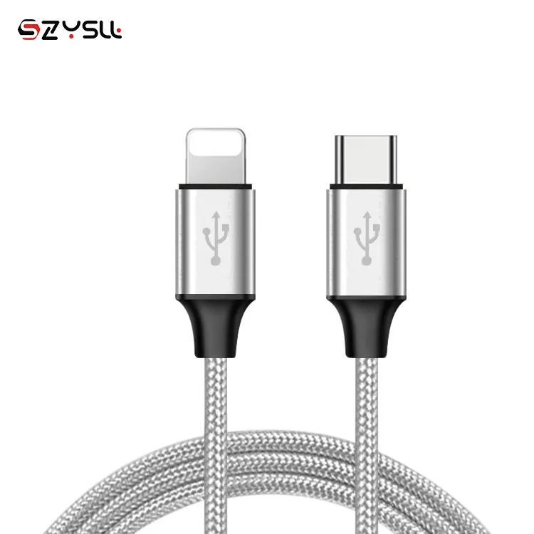 

For Lightning to type c 18W 20W PD Fast charging Data USB Cable for iPhone, Black/silver