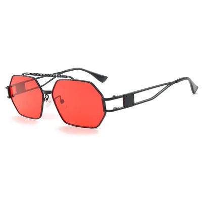 

Amazon Hot Sale Double Beam Retro Sunglasses 2021 New Punk Series Sunglasses Red Gold Black Square Fashion Small Glasses
