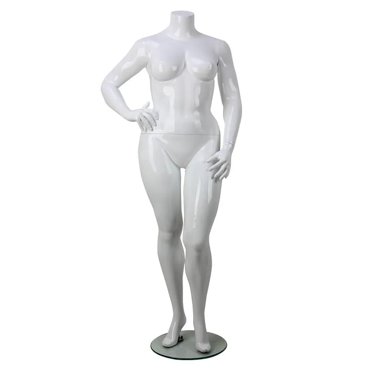 

High quality fiberglass headless female large size mannequin for clothing stroe, White